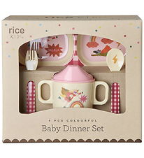 Rice Spisesæt - Melamin - 4 Dele - Hero/Pink