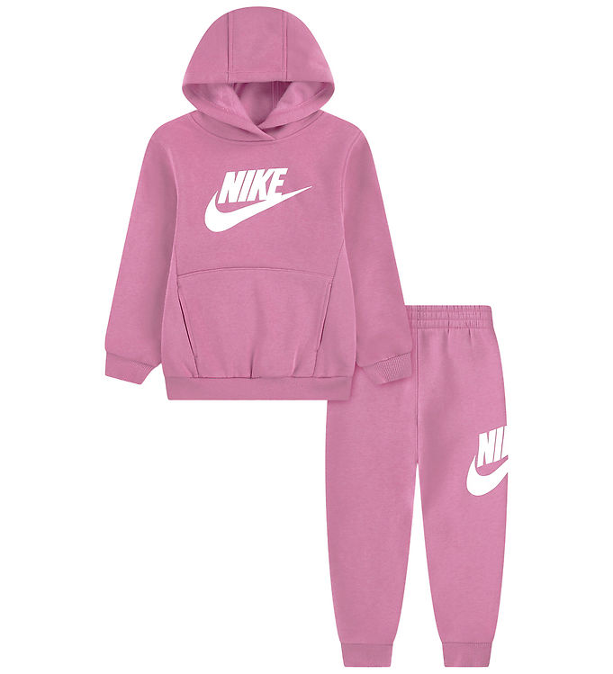 Nike Sweatsæt - Club - Light Magenta m. Logo