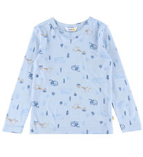 Joha Bluse - Uld - Lyseblå m. Camping