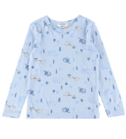 Joha Bluse - Uld - Lyseblå m. Camping
