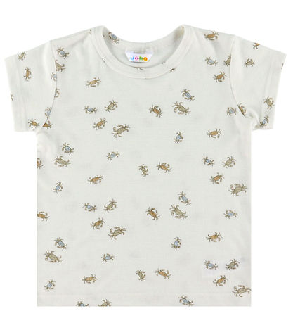 Joha T-shirt - Uld/Silke - Off White m. Krabber