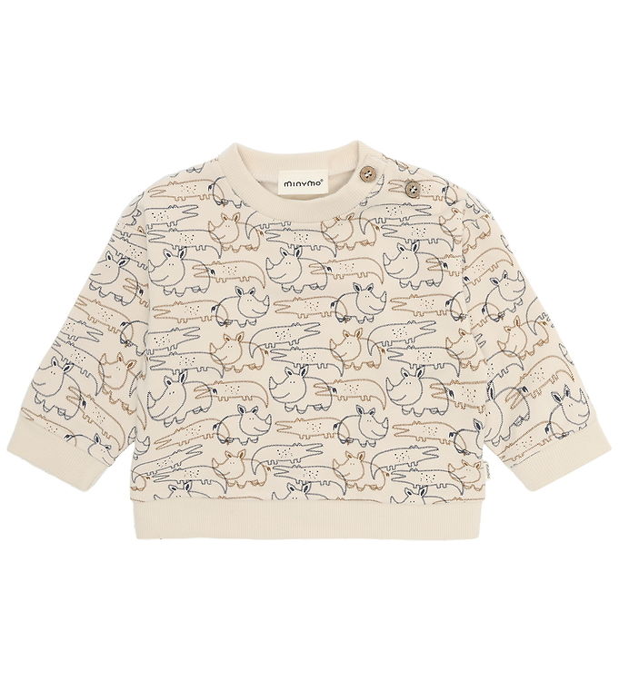 Minymo Sweatshirt - White Swan m. Vilde Dyr