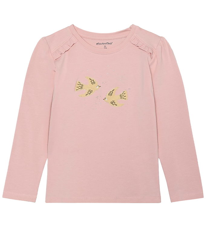 Minymo Bluse - Silver Pink m. Fugle