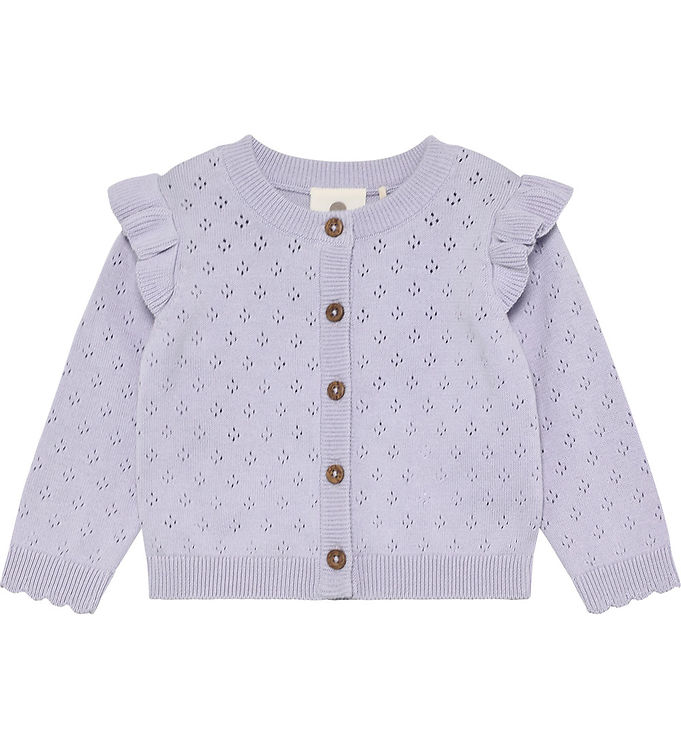 En Fant Cardigan - Strik - Purple Heather m. Hulmønster