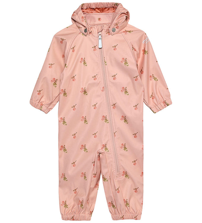 Minymo Softshelldragt - Silver Pink m. Blomster