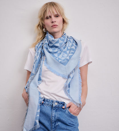 LaLa Berlin Tørklæde - Triangle Tallah - Light Blue Check