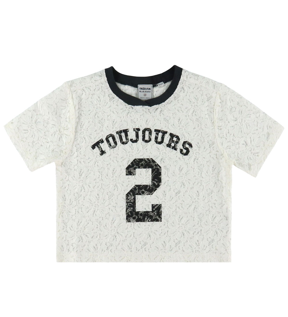Indian Blue Jeans T-Shirt - Cropped - Cloud m. Spitze - Indian Blue Jeans - 10 Jahre (140) - T-Shirts
