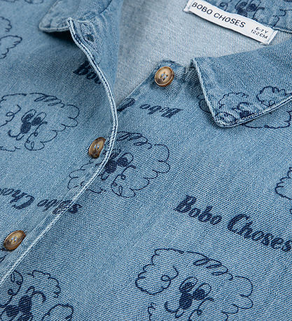 Bobo Choses Denimskjorte K/Æ - Pickle The Dog - Prussian Blue