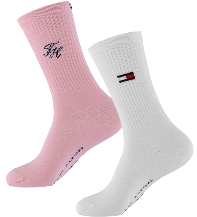 Tommy Hilfiger Strømper - 2-pak - Pink/Hvid