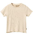Wheat T-shirt - Rib - Irene - Almond Peach m. Hulmønster