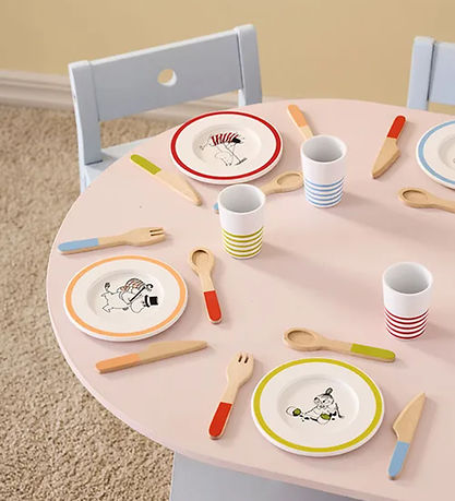 Kids Concept Spisestel - Træ - Hvid/Multifarvet m. Mumitrolde