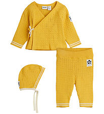 Mini Rodini Set - Blouse/Trousers/Baby Hat - Knitted - Yellow