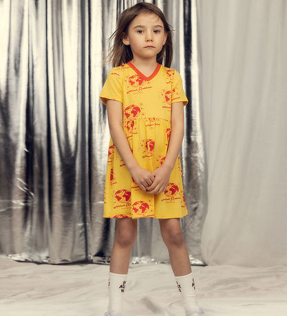 Mini Rodini Kjole - Society Aop - Gul