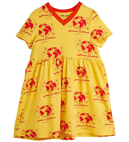 Mini Rodini Kjole - Society Aop - Gul