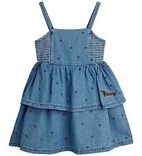 Mini Rodini Kjole - Denim Dots - Blå