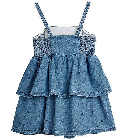 Mini Rodini Kjole - Denim Dots - Blå