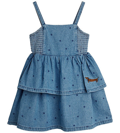 Mini Rodini Kjole - Denim Dots - Blå