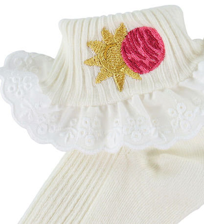 Mini Rodini Strømper - Space Lace - Off-white
