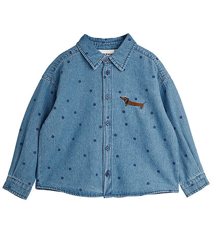 Mini Rodini Skjorta - Denim Dots - Blå