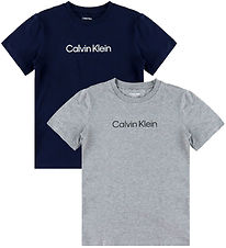 Calvin Klein T-shirts - 2-pack - Gråmelerad/Dark Sapphire