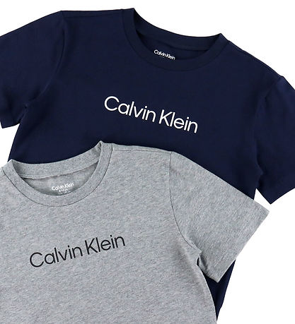 Calvin Klein T-shirts - 2-pak - Gråmeleret/Dark Sapphire