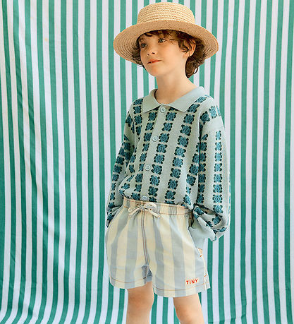 Tiny Cottons Shorts - Washed Blue/Hvidstribet