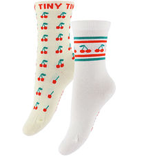 Tiny Cottons Strømper - 2-pak - Cherry - Dusty Yellow/Off White