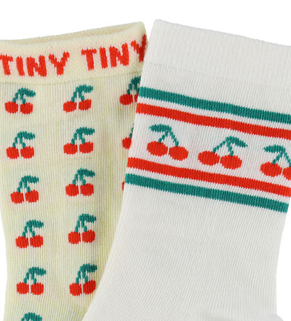 Tiny Cottons Strømper - 2-pak - Cherry - Dusty Yellow/Off White