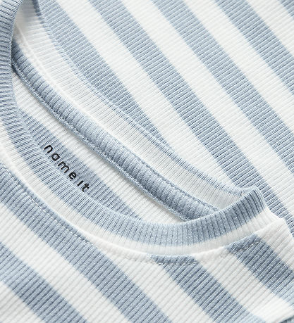 Name It Bluse - Rib - NmmDekab - Blue Fog/Cloud Dancer