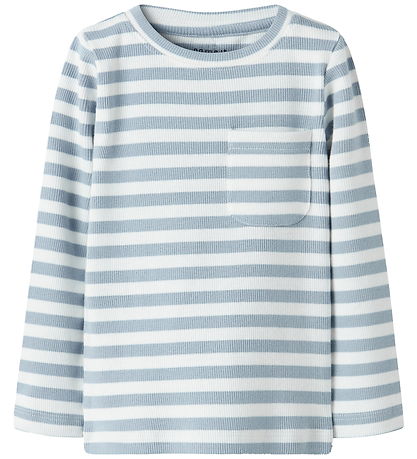 Name It Bluse - Rib - NmmDekab - Blue Fog/Cloud Dancer