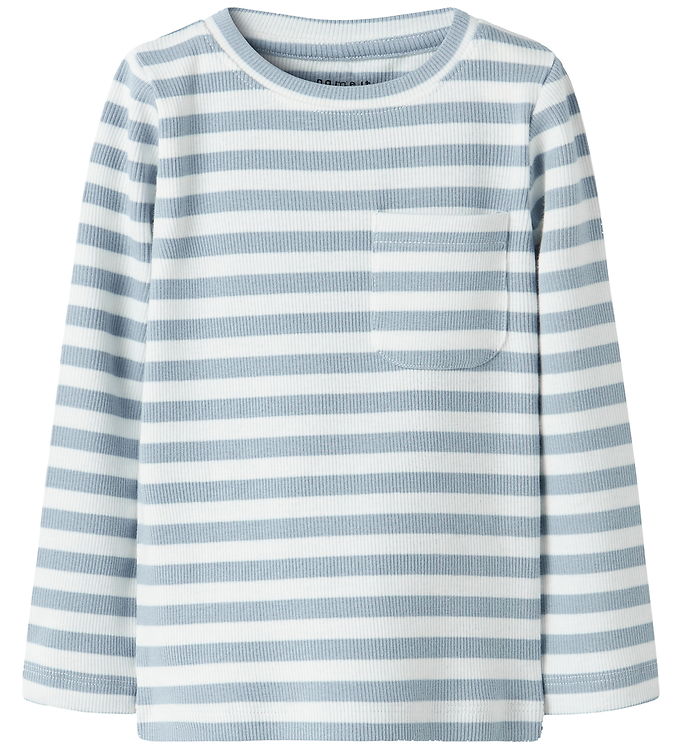 Name It Bluse - Rib - NmmDekab - Blue Fog/Cloud Dancer