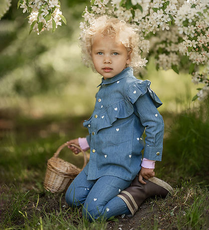 Hanevild Skjorte - Heart - Denim m. Hjerter