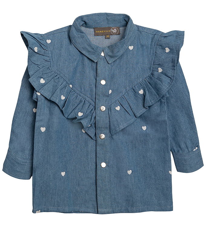 Hanevild Skjorte - Heart - Denim m. Hjerter