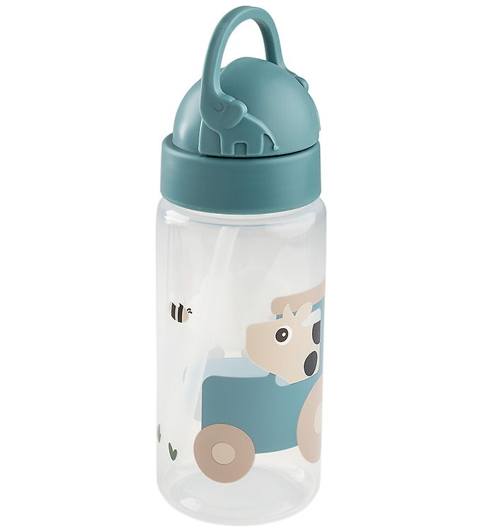 Done by Deer Drikkedunk m. Sugerør - 350 ml - Tiny Farm - Blå