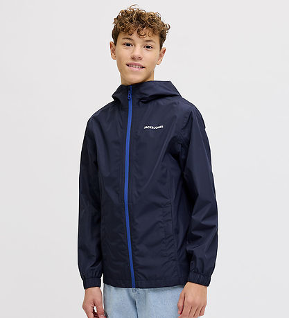 Jack & Jones Regnjakke - JjeLynn - Navy Blazer/Surf The Web Zipp