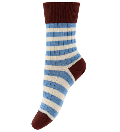 FUB Strømper - 2-pak - Sea/Maroon m. Striber