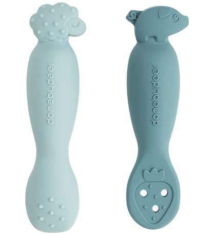 Done by Deer Learning spoon Set - Tiny Farm - Blue