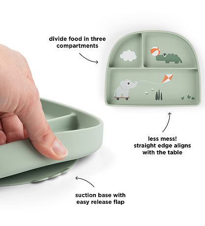 Done by Deer Stick And Stay Inddelt Tallerken - Playground - Grø