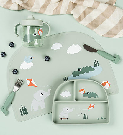 Done by Deer Stick And Stay Inddelt Tallerken - Playground - Grø