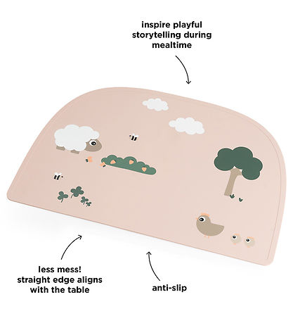 Done by Deer Dækkeserviet - Silikone - Tiny Farm - Pudder