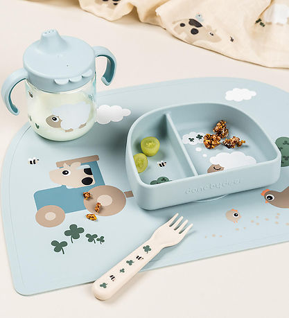 Done by Deer Dækkeserviet - Silikone - Tiny Farm - Blå