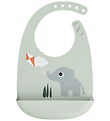 Done by Deer Bib w. Food Catcher - Silicone - Playground - Green