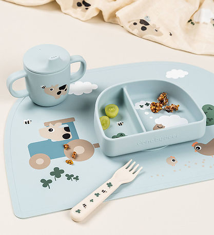 Done by Deer Tudkop m. Håndtag - Silikone - Tiny Farm - Blå