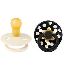 BIBS Colour Sutter - Str. 1 - Rund - 2-pak - Ivory/Sort