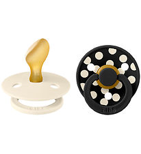 BIBS Colour Pacifiers - Size 2 - Anatomical - 2-Pack - Ivory/Bla