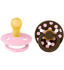 BIBS Colour Sutter - Str. 1 - Rund - 2-pak - Baby Pink/Moccha