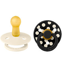 BIBS Colour Sutter - Str. 2 - Rund - 2-pak - Ivory/Sort