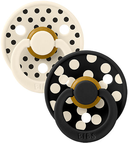 BIBS Colour Sutter - Str. 2 - Rund - 2-pak - Ivory/Sort