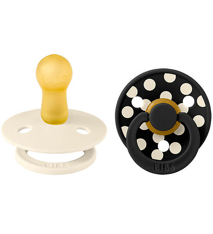 BIBS Colour Sutter - Str. 2 - Rund - 2-pak - Ivory/Sort