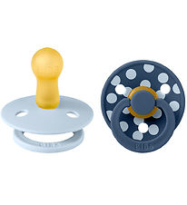 BIBS Colour Sutter - Str. 2 - Rund - 2-pak - Baby Blue/Steel Blu